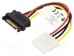 Cable: SATA; Molex male,SATA plug; 0.15m; black,red,yellow