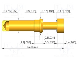 Test needle; Spring compression: 2.8mm; 3.5mm; 5A; brass; Ø: 3.5mm