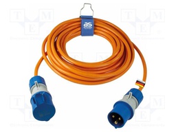 Extension lead; 3G2.5mm2; Sockets: 1; PUR; orange; 10m; 16A