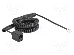Cable: telephone; coiled; RJ11 plug,RJ45 socket; black; 32AWG