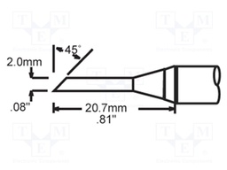 Tip; hoof,elongated; 2mm; 471°C; for soldering station
