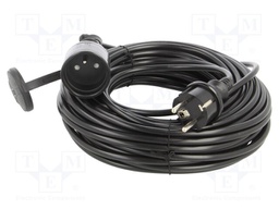 Extension lead; Sockets: 1; PVC; black; 3x1mm2; 20m; 10A; STANDARD