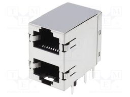 Socket; RJ45; PIN: 8; Cat: 5; shielded,double; Layout: 8p8c; THT