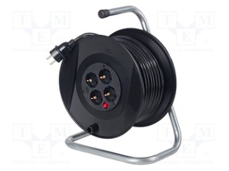 Extension lead; 3G1.5mm2; reel,with brake,rolled; Sockets: 4