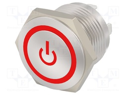 Switch: vandal resistant; Pos: 2; SPST; 2A/36VDC; OFF-(ON); red