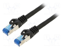 Patch cord; S/FTP; 6a; stranded; CCA; LSZH; black; 1m; 26AWG; Cores: 8