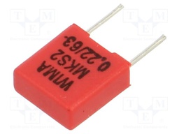 Capacitor: polyester; 2.2nF; 40VAC; 63VDC; 5mm; ±10%; 3x7.5x7.2mm