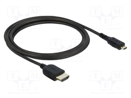 Cable; HDMI plug,micro HDMI plug; Len: 2m; black; 34AWG; 48Gbps