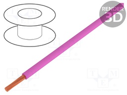 Wire; stranded; OFC; 0.35mm2; pink; PVC; 49V; 200m