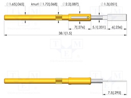 Test needle; Spring compression: 4mm; 5mm; 5A; steel; Ø: 2mm; flat