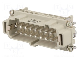 Connector: HDC; contact insert; male; C146; PIN: 16; 16+PE; size E16