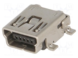 Socket; USB B mini; on PCBs; SMT; PIN: 5; horizontal; Package: reel