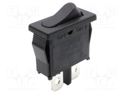 ROCKER; SPST; Pos: 2; ON-OFF; 6A/250VAC; black; Rcont max: 20mΩ; R6