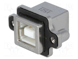 Socket; USB B; MUSB; for panel mounting,screw; THT; angled 90°