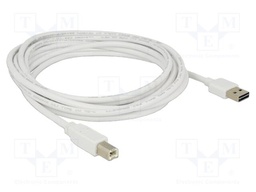 Cable; USB 2.0; USB A plug double sided,USB B plug; 3m; white