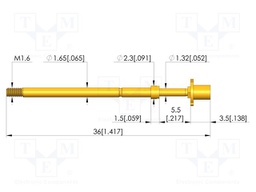 Test needle; Spring compression: 4mm; 5mm; 8A; CuBe; gold-plated