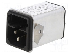 Filtered IEC Power Entry Module, IEC C14, General Purpose, 6 A, 250 VAC, 2-Pole Fuse Holder