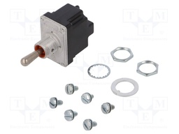 Switch: toggle; Pos: 3; DPDT; (ON)-ON-(ON); 6A/230VAC; 18A/28VDC