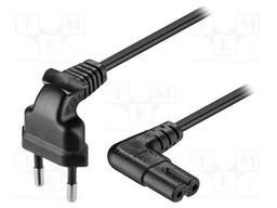 Cable; CEE 7/16 (C) plug angled,IEC C7 female angled; 5m; black