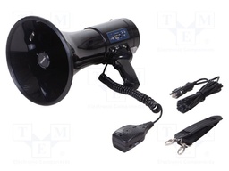 Signaller: magaphone; voice message,siren; black; ABS; 90W