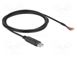 Cable; USB 2.0; wires,USB A plug; gold-plated; 2m; black; Cu; 26AWG