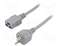Cable; 3x1mm2; CEE 7/7 (E/F) plug,IEC C19 female; PVC; 2m; grey