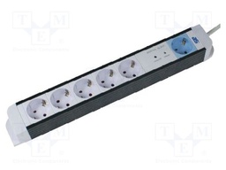 Extension lead; 3G1.5mm2; Sockets: 6; PVC; white; 1.5m; 16A; FLASH