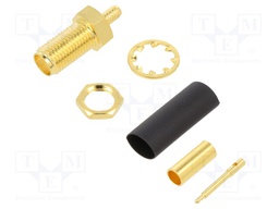 Socket; RP-SMA; male,reverse; straight; 50Ω; crimped; teflon
