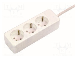 Extension lead; 3G1.5mm2; with protection; Sockets: 3; PVC; white