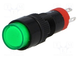 Switch: push-button; Pos: 2; SPDT; 0.5A/250VAC; 1A/24VDC; green