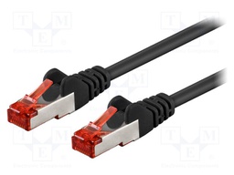 Patch cord; S/FTP; 6; stranded; CCA; PVC; black; 0.5m; 27AWG