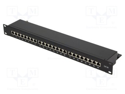 Patch panel; RJ45; Cat: 6a; RACK; Colour: black; Number of ports: 24