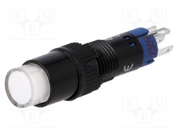 Switch: push-button; Pos: 2; SPDT; 0.5A/250VAC; 1A/24VDC; white