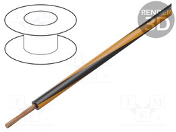 Wire; H07V2-K; stranded; Cu; 10mm2; 8AWG; PVC; black-orange; Class: 5
