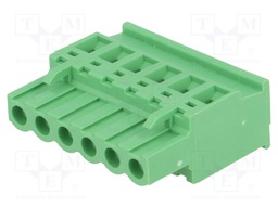 Pluggable terminal block; 5mm; ways: 6; angled; plug; female; 320V