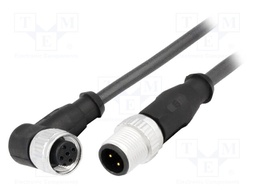 Cable: for sensors/automation; PIN: 4; M12-M12; 1m; plug; plug; male