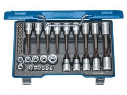 Kit: socket bits; case; Torx®; Torx®; Kit: socket bits; 1/2",1/4"
