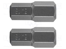 Screwdriver bit; hex key; HEX 12mm; Overall len: 30mm; 2pcs.