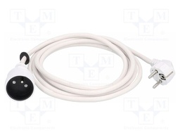 Extension lead; 3G1.5mm2; Sockets: 1; PVC; white; 3m; 16A