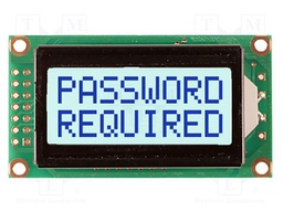 Display: LCD; STN Positive; 8x2; grey; 58x32mm; LED; 2x7; 3.3V