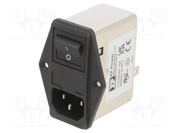 Filtered IEC Power Entry Module, Industrial, IEC C14, General Purpose, 10 A, 230 VAC, 2-Pole Switch