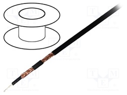 Wire: coaxial; RG178; 1x30AWG; stranded; CCS; PVC; black; 50m; 164ft