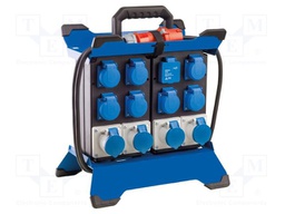 Electric switchboard; 5G2.5mm2; Sockets: 13; rubber; black; 3.4m