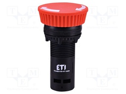 Switch: push-button; 22mm; Stabl.pos: 1; NC; red; IP65; mushroom