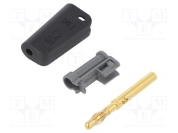 Plug; 4mm banana; 19A; black; gold-plated; Mounting: on cable