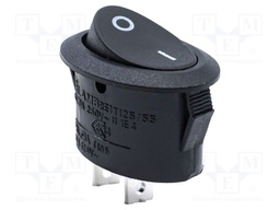 ROCKER; SPST; Pos: 2; OFF-ON; 10A/250VAC; black; Rcont max: 35mΩ