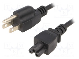 Cable; NEMA 5-15 (B) plug,IEC C5 female; 1.8m; black; PVC; 2.5A