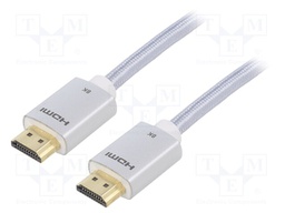 Cable; HDMI 2.1; HDMI plug,both sides; PVC; textile; Len: 3m; 28AWG