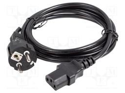 Cable; CEE 7/7 (E/F) plug,IEC C13 female; PVC; Len: 2m; black