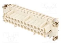 Connector: HDC; contact insert; female; S-E; PIN: 24; 24+PE; 16A